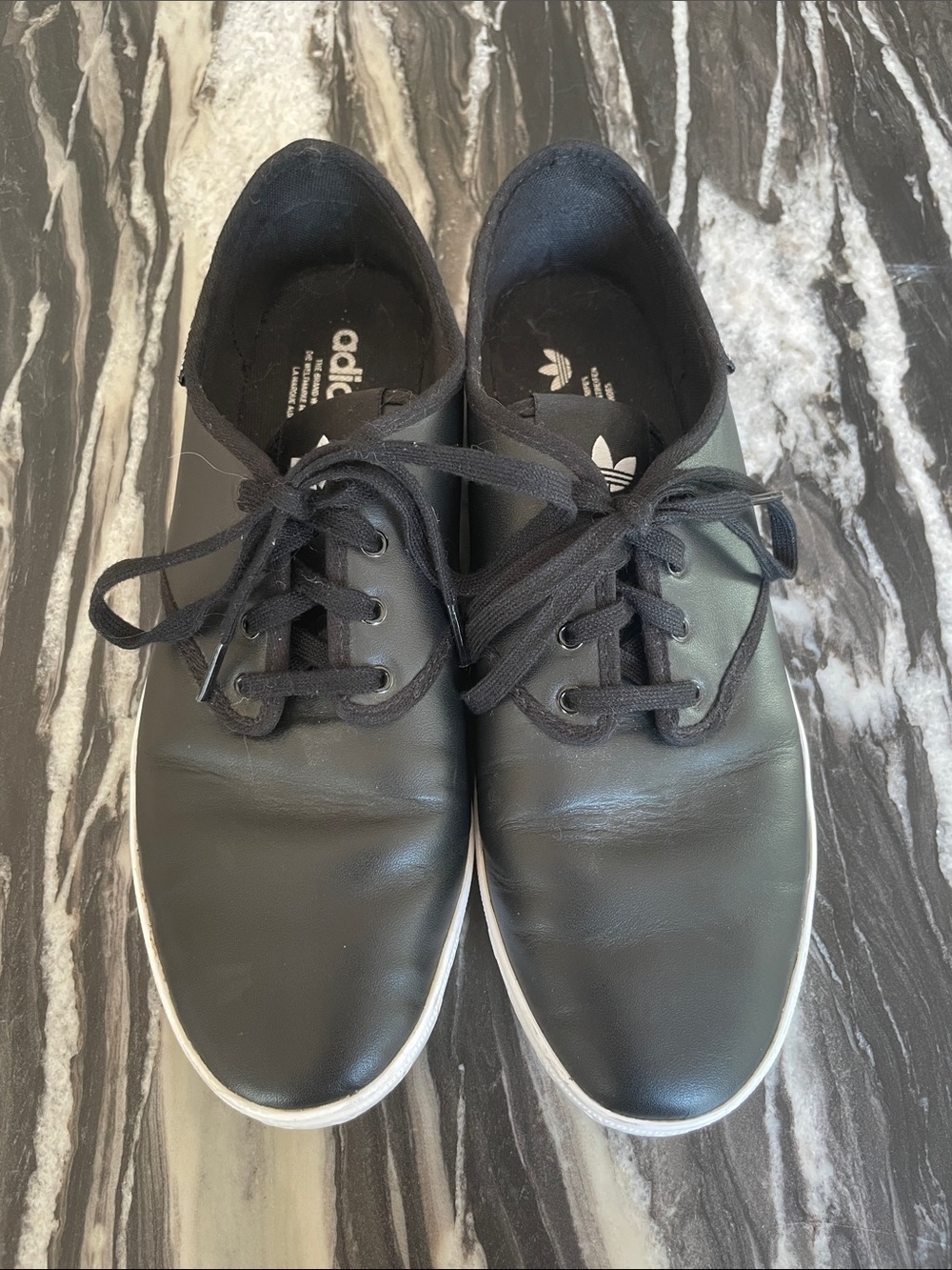 adidas Black Leather Low-Top Sneakers with White Sole